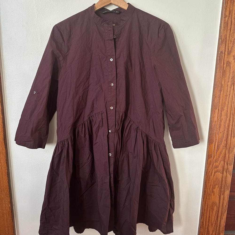 Zara Burgundy Button-Down Mini Dress